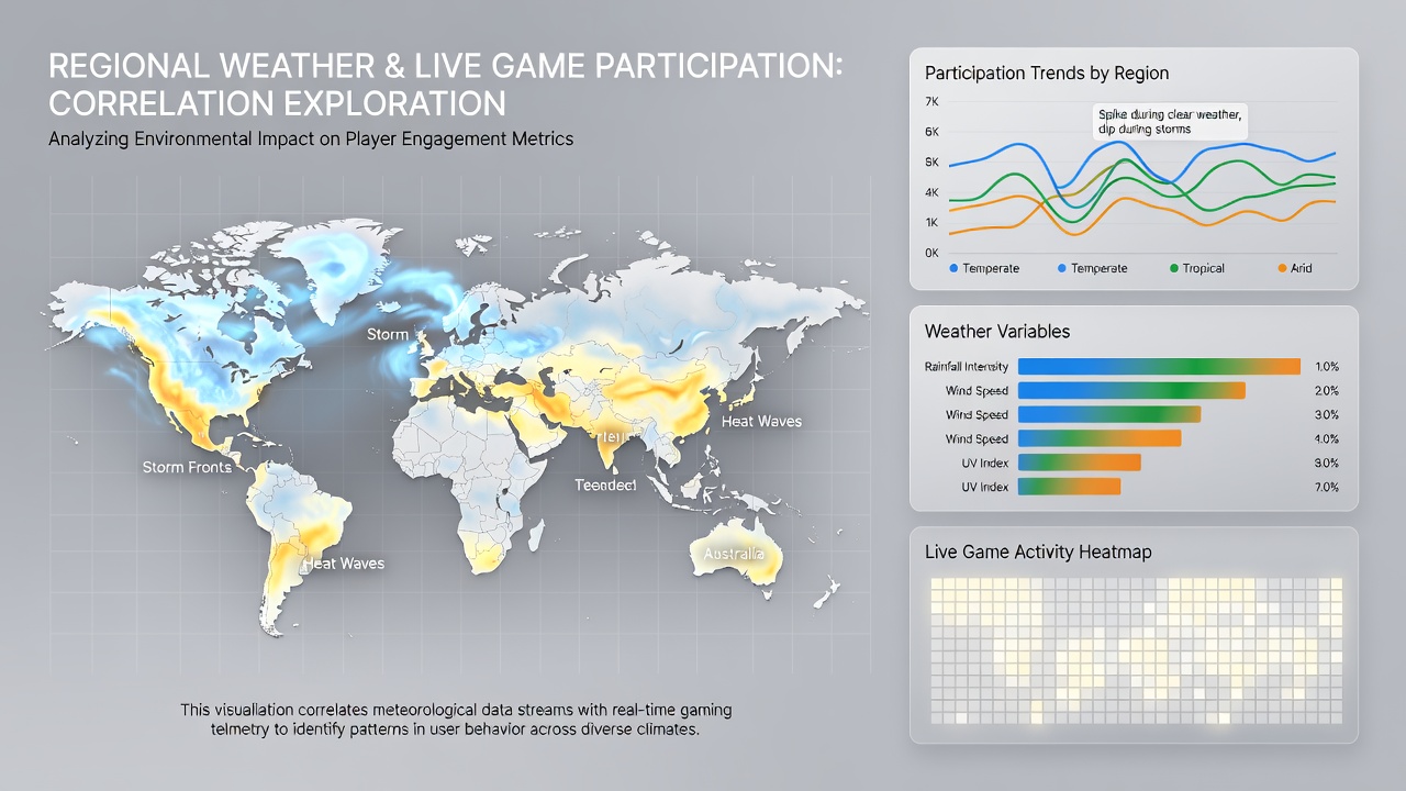 Map highlighting weather-related betting surges in different global regions with live game icons