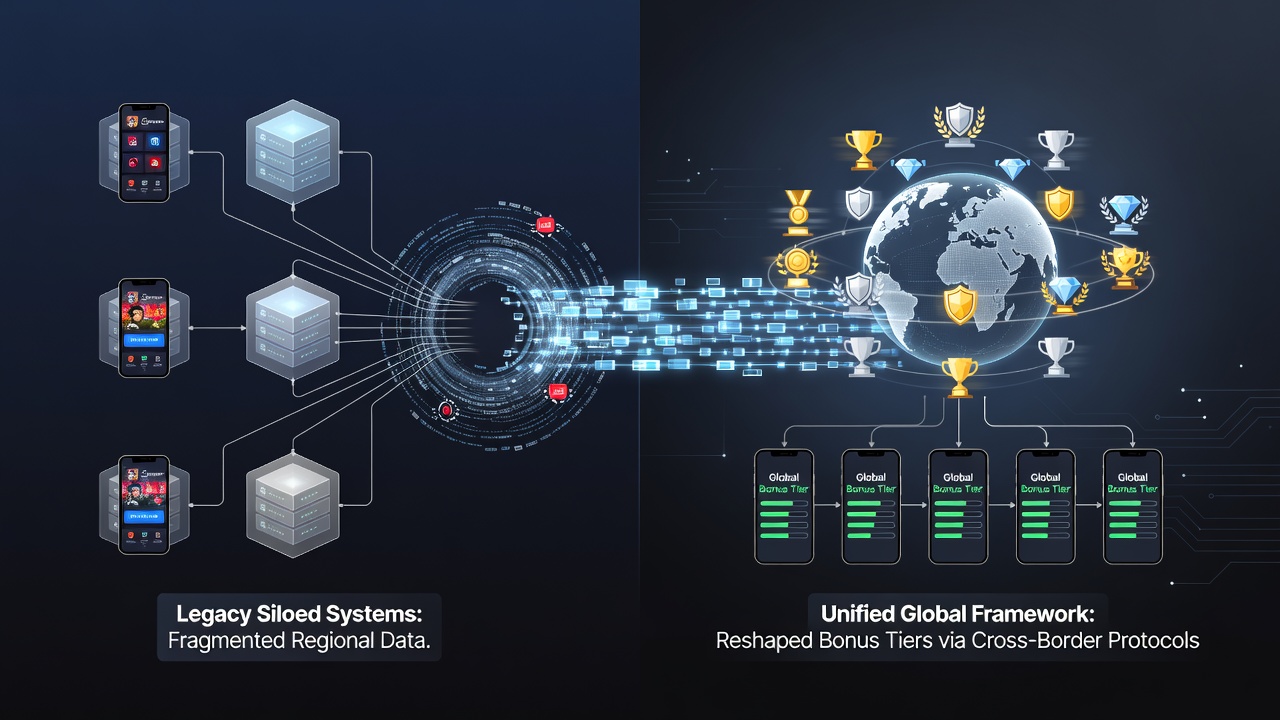 Mobile esports interface displaying segmented bonus tiers influenced by regional data protocols
