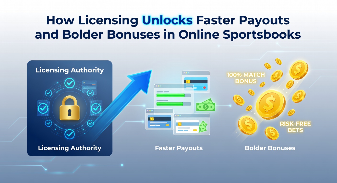 Digital illustration of a golden key unlocking a vault filled with sports betting chips and cash payouts, symbolizing licensed sportsbook benefits