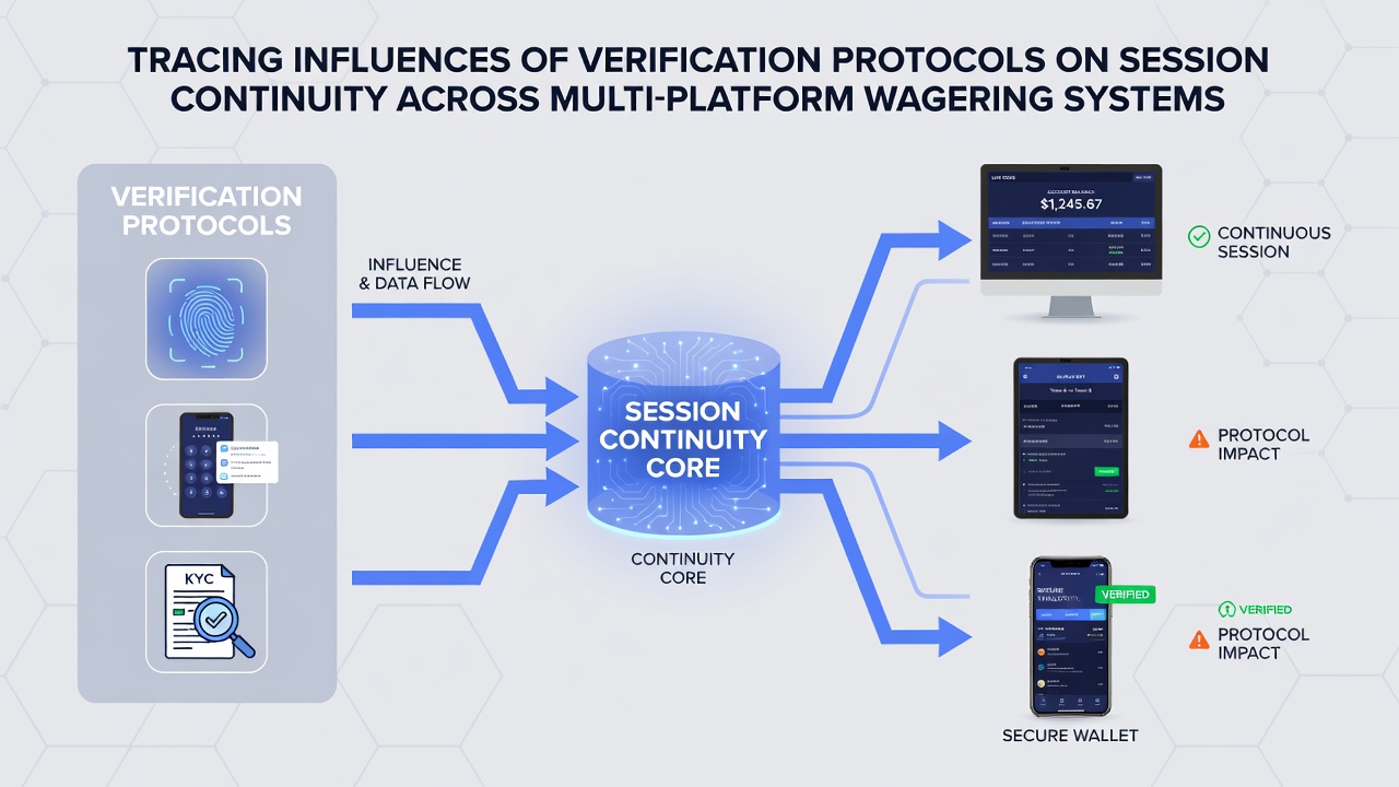 Flowchart illustrating session handoff between devices with verification checkpoints in wagering services