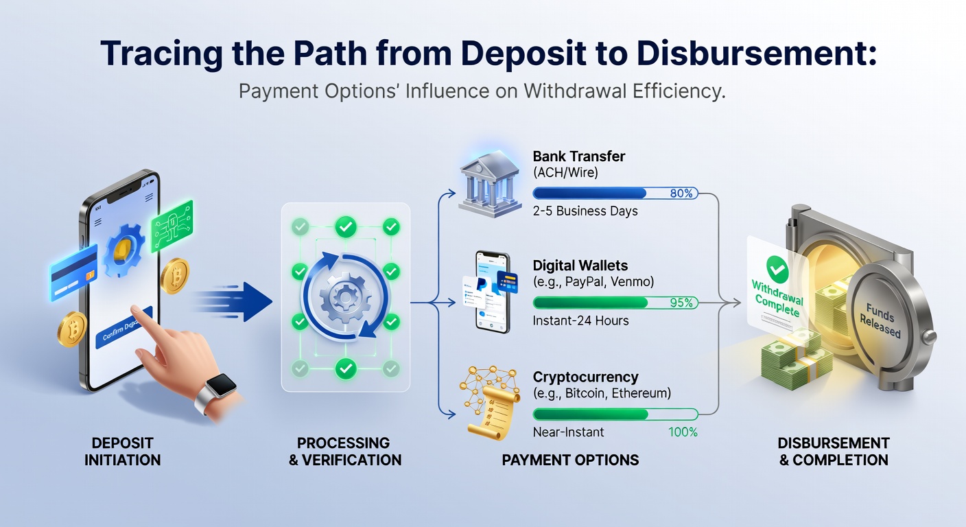 Comparison chart of withdrawal processing times across different payment methods